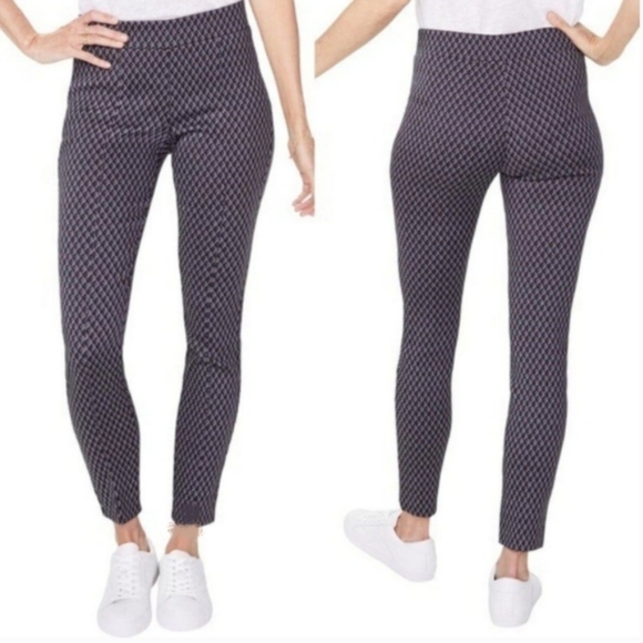 NYDJ Diamond Print Pull On Skinny Pant in Black/Gray Combo 🖤🩶 Size 8 Petite - Picture 1 of 7
